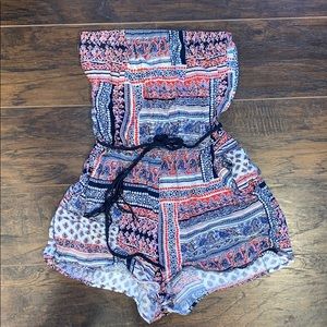 3 Pink Hearts red, white & blue Romper Size XS